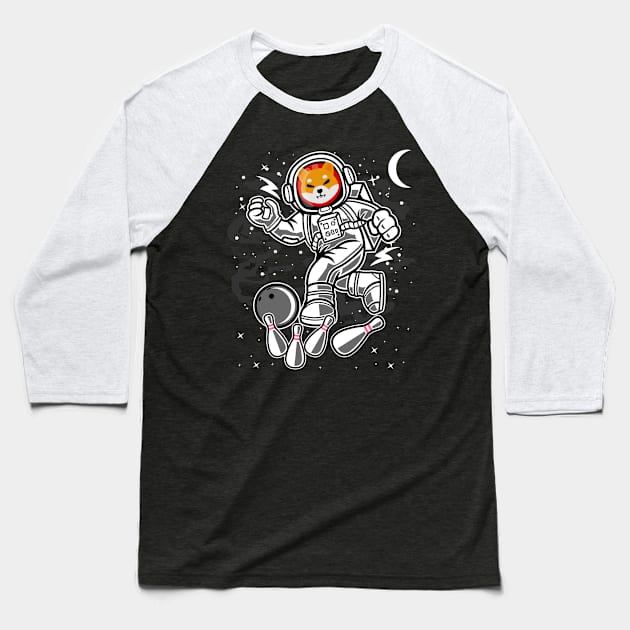 Astronaut Bowling Shiba Inu Coin To The Moon Shib Army Crypto Token Cryptocurrency Blockchain Wallet Birthday Gift For Men Women Kids Baseball T-Shirt by Thingking About